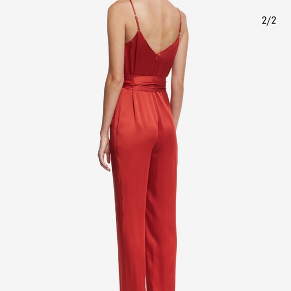 Diane von furstenberg satin sleeveless pleat belted jumpsuit - Picture 2 of 10